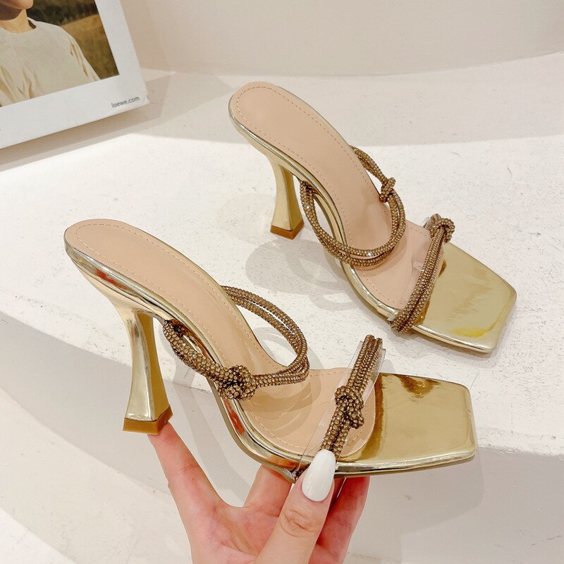Glitter Diamond Shiny Heel Slippers