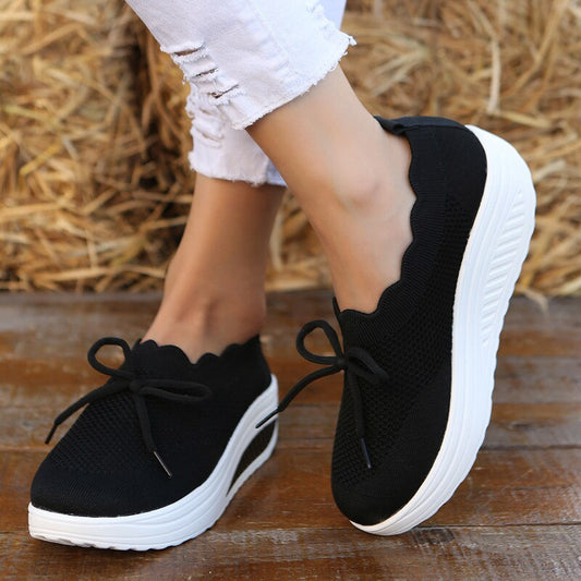 Walking Shoes Woman Spring Mesh Breathable Hollow Knit Wave Running